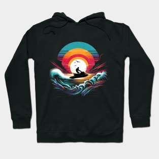 Retro Sunset Jetski Design Hoodie